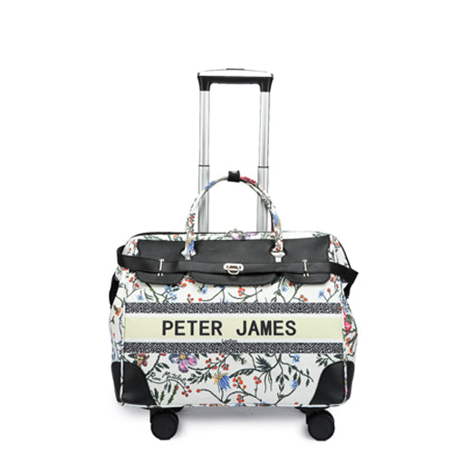 Peter James London Designer-Inspired Ladies' Cabin Luggage with Trolley Holder