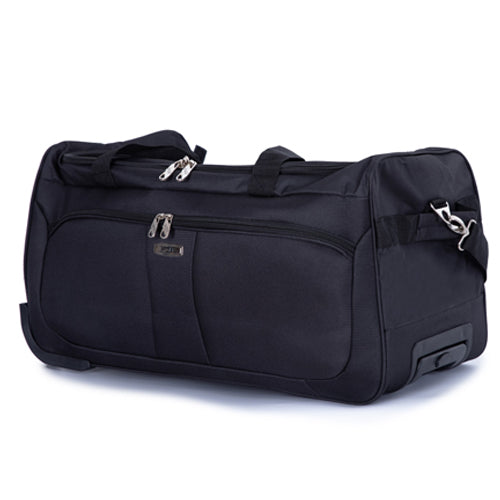 Eagle Unisex Wheeled Holdall Duffle Bag - Black - Water-Resistant PU Base - Retractable Trolley Handle - Strong & Tough Travel Wheeled Bag, 1,000 Denier Polyester