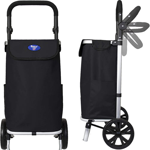 Eagle London Shopping Trolley, Folding Handle Trolley on Wheels with Durable Bag and Foldable Design, Max Capacity 25kg, 45L